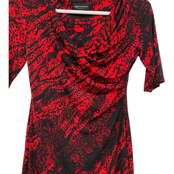 Connected Apparel Women's Ruffled Waist Size 6 Red And Black - Picture 5 of 8